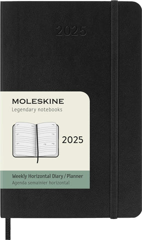 Moleskine Classic 12 Month 2025 Weekly Horizontal Planner, Soft Cover, Pocket (3.5" x 5.5"), Black, 144 pages