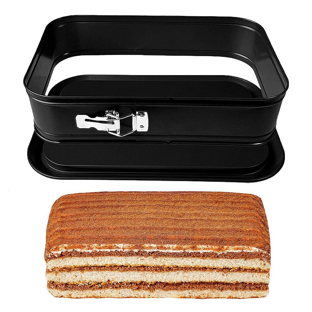FOGARI Springform Cake Tin, Rectangular, 24 x 14 cm, Rectangular Springform Cake Tin, Non-Stick Cheesecake Mould with Removable Base, Leak-Proof