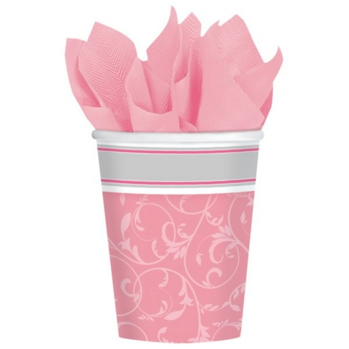 Amscan Boys Blessings Religious Party Scroll Printed Paper Cups (Pack of 8), Blue, 9 oz