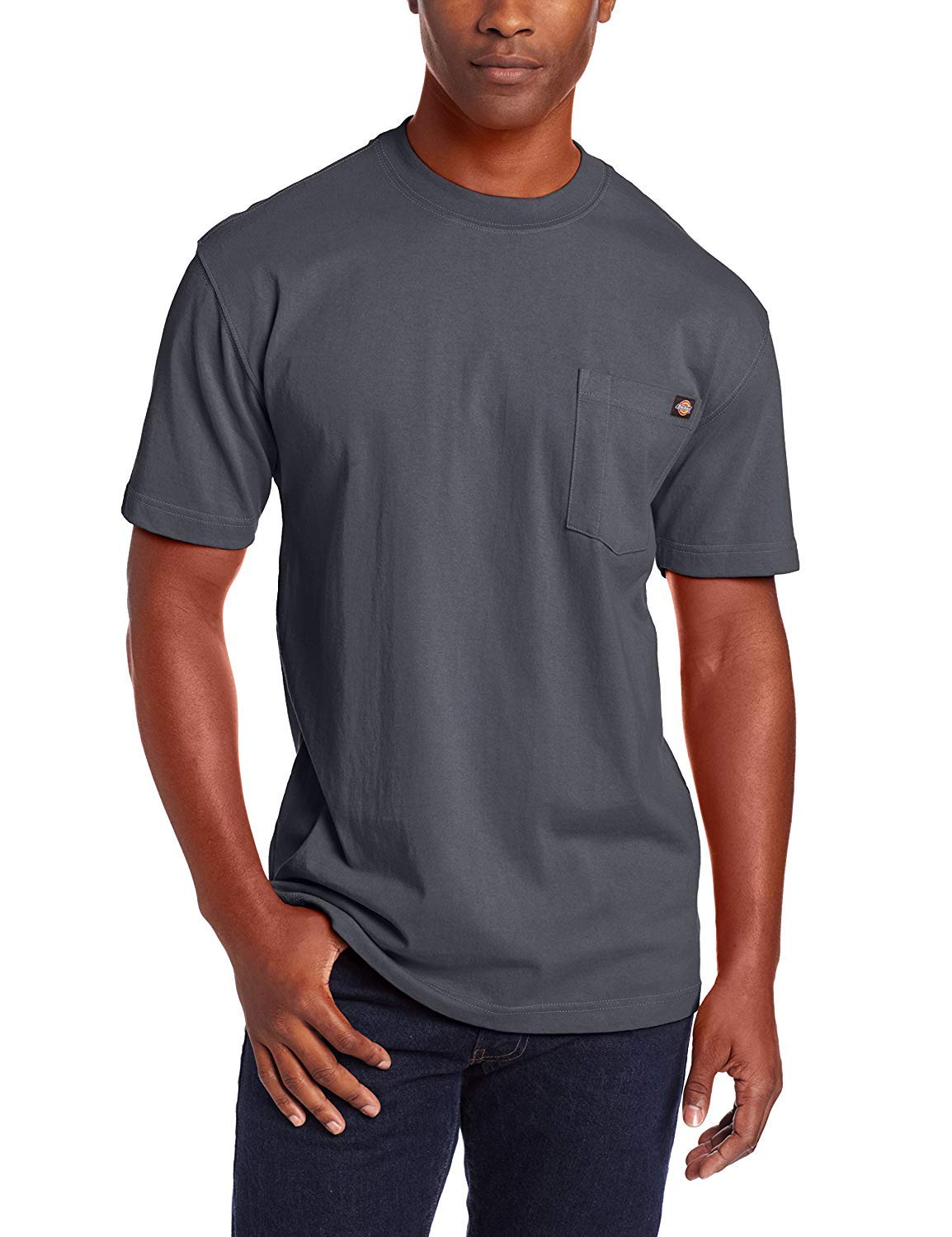 Dickies mens Heavyweight Crew Neck Short Sleeve Tee Henley Shirt, Charcoal, Small US