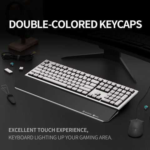 Hexgears X5pro Wireless Mechanical Keyboard, Triple Mode BT5.0/2.4G/USB-C Mechanical Keyboard with Kailh Box Red Switch, Hot Swappable 108 Keys Full Size Keyboard for Windows All Laptop Mac