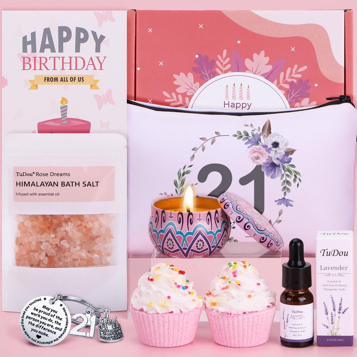 21st Birthday Gifts for Girls, Unique 21st Birthday Hampers for Her Turning 21, Funny Birthday Presents for 21 Year Old Girls, 21st Pamper Gift Basket Ideas for Girls, Daughter, Best Friends, Sister