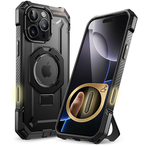 SUPCASE for iPhone 16 Pro Max Case with Camera Control Capture Button (Unicorn Beetle Grip), [Built-in Stand] [Compatible with MagSafe] Heavy Duty Magnetic Phone Case for iPhone 16 Pro Max (Black)