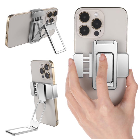 Amabro Foldable Phone Ring Stand, Adjustable Finger Kickstand 360Â°Rotation Cellphone Back Grip Removable Cell Phone Holder for Desk Compatible with Smartphones Tablets(Silver)