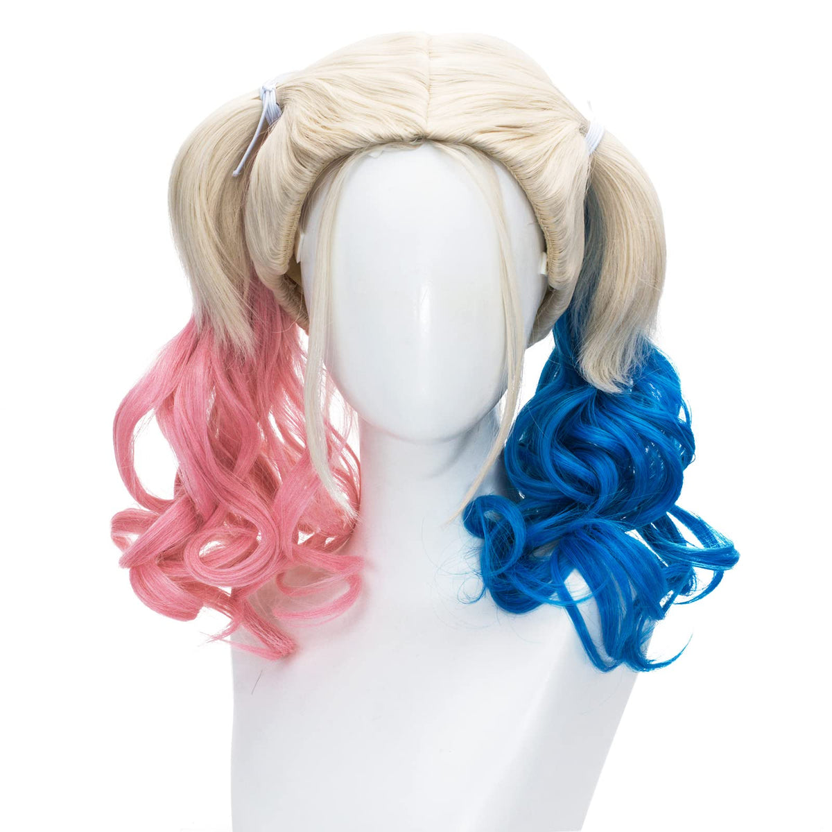 Jodiss Pink and Blue Wig for Women Curly Ponytails Cosplay Wig for Kid Halloween Costume Party Cosplay Wig