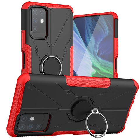 Wuzixi Case for Infinix Note 10, TPU/PC Hybrid Armor Double Phone Case, Built-in 360° Rotating Bracket, Cover for Infinix Note 10.Red