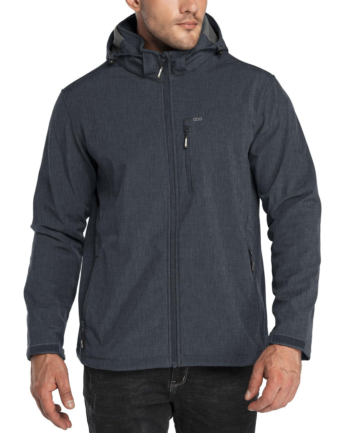 33,000ft Men's Softshell Waterproof Jackets Fleece Lining Outdoor Windproof Windbreaker Coats with Multi Pockets Removeable Hood Dark Grey Heather L