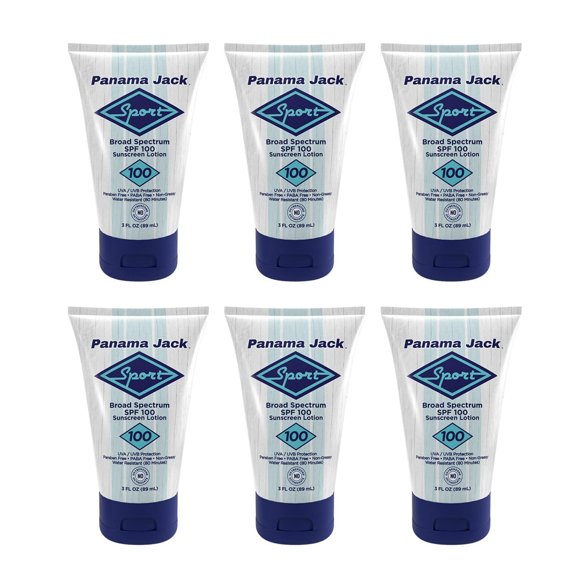 Panama Jack Sport Sunscreen Lotion - SPF 100, Broad Spectrum UVA/UVB Protection, Non-Greasy, PABA, Paraben, Gluten & Cruelty Free, 3 FL OZ (Pack of 6)