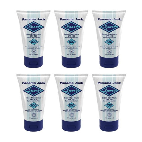 Panama Jack Sport Sunscreen Lotion - SPF 100, Broad Spectrum UVA/UVB Protection, Non-Greasy, PABA, Paraben, Gluten & Cruelty Free, 3 FL OZ (Pack of 6)