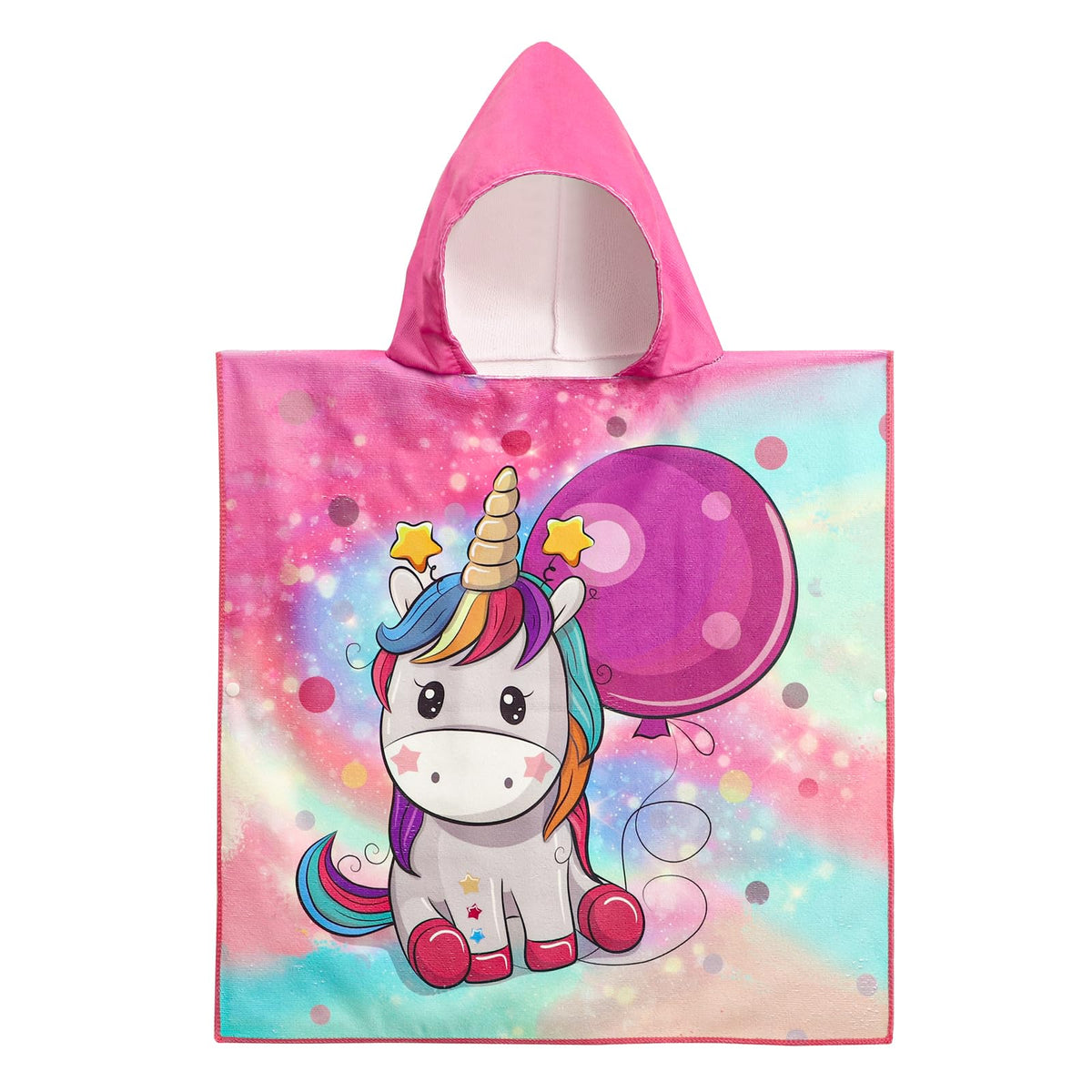 KAKU NANU Hooded Poncho Towels for Kids Beach Swimming Poncho Pink Unicorn Hooded Robe Girl Beach Poncho Pink 2 3 4 5 6 Years