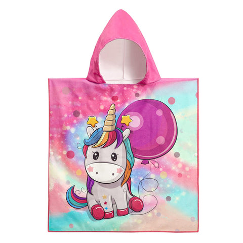 KAKU NANU Hooded Poncho Towels for Kids Beach Swimming Poncho Pink Unicorn Hooded Robe Girl Beach Poncho Pink 2 3 4 5 6 Years