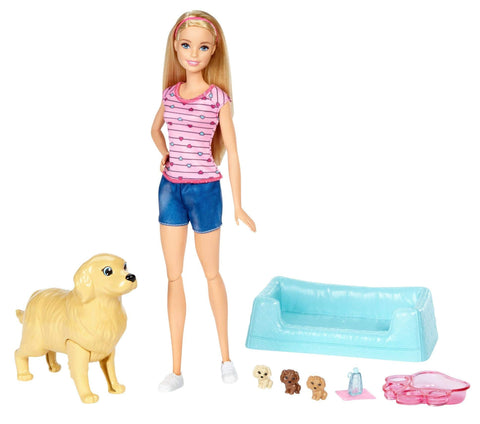 Barbie Dolls with Mommy Dogs and Newborn Puppies