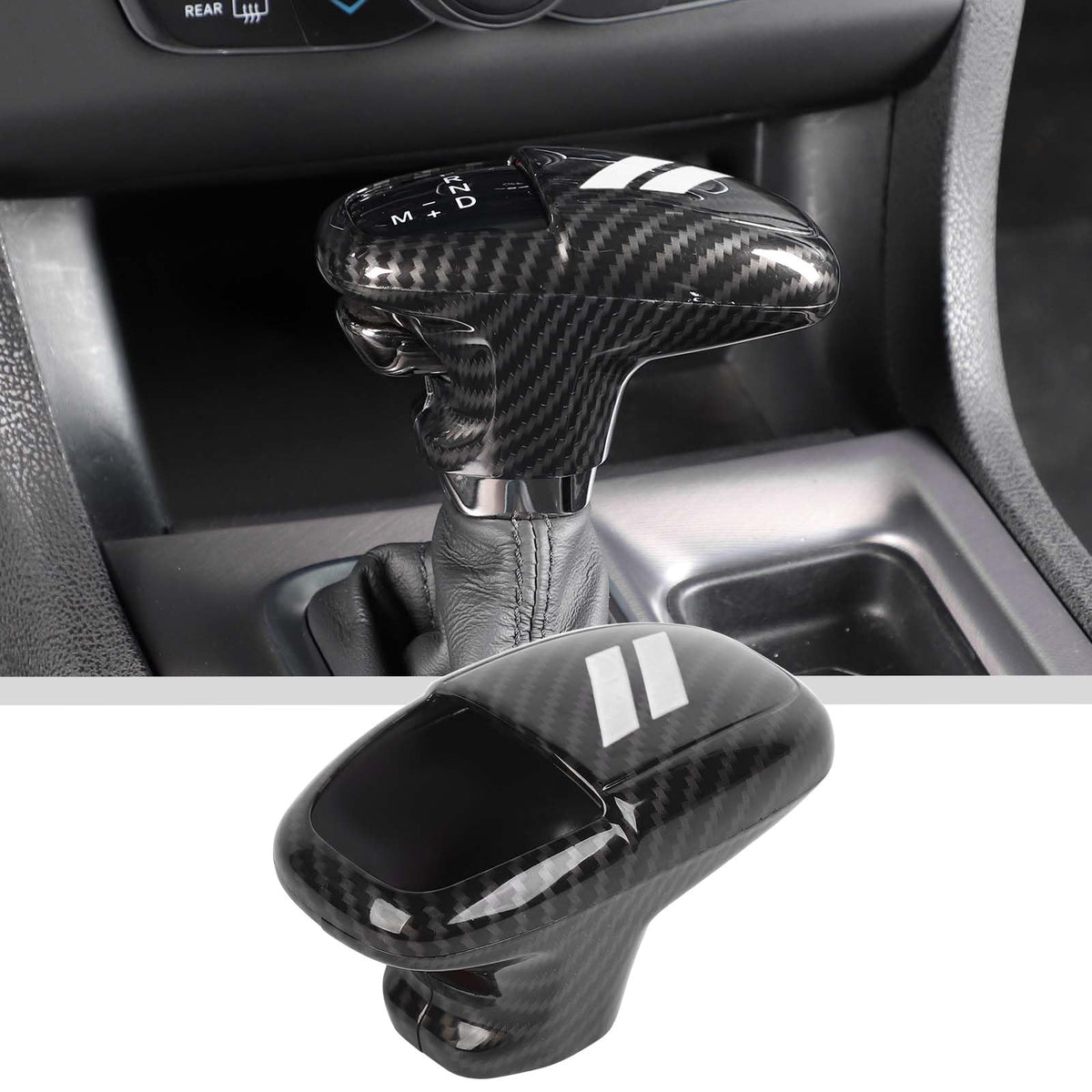 JWWY Gear Shift Shifter Knobs Gear Selector Gear Lever Gearstick Knob Cover Trim for 2015-2024+ Dodge Challenger Charger 2018-2024 Durango Interior Accessories White Carbon Fiber 3pcs