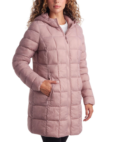 Reebok Women's Winter Jacket - Long Length Quilted Puffer Parka - Heavyweight Outerwear Coat for Women (S-XL), Dusty Rose, Medium
