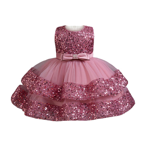 Miipat Baby Girl Dress Tulle Sequin Sleeveless Princess Toddler Girl Party Dresses Formal Flower Girls Birthday Wedding Dress BeanPaste 120 4-5 Years