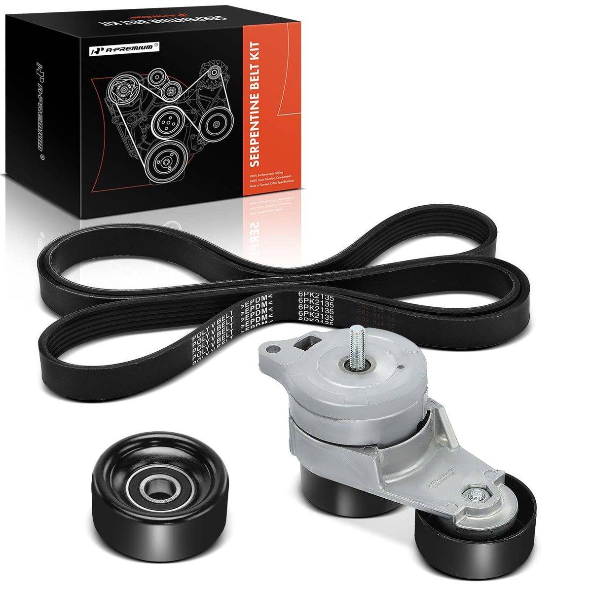 A-Premium Engine Serpentine Belt Drive Kit with Tensioner & Idler Compatible with Honda Accord 03-10, Odyssey 05-10, Pilot 05-08, Ridgeline 06-11 & Acura MDX 03-13, RL 05-12, TL 04-08, ZDX 10-12