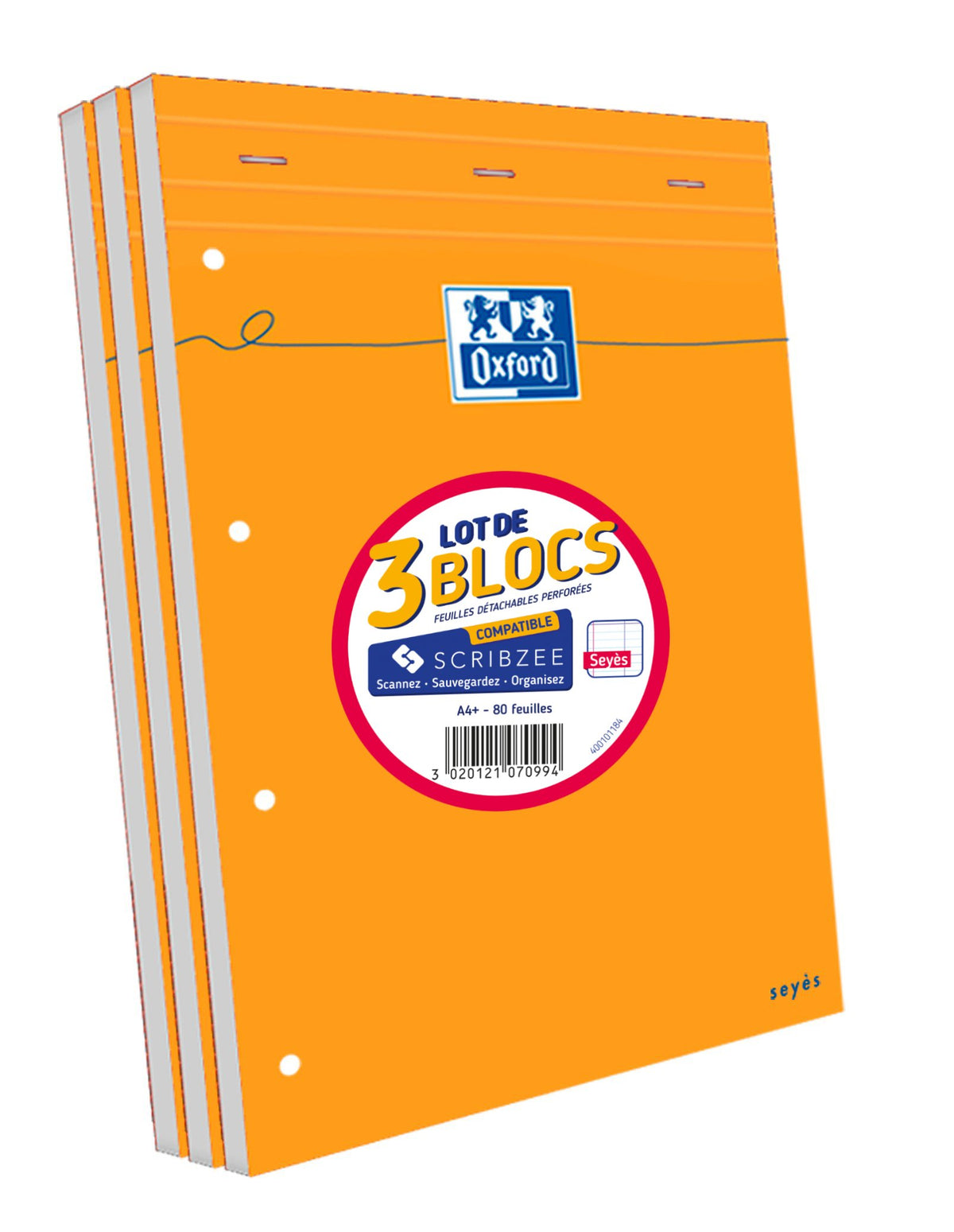 Oxford Scolaire 100107099 Notepads 210 x 315 160 Pages 80 g Pack of 3 Stapled Perforated