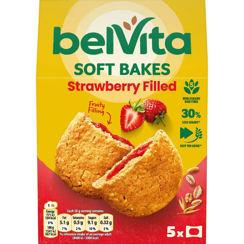 Belvita Breakfast Filled Strawberry Soft Bakes Biscuits, 50 g (pack of 5)