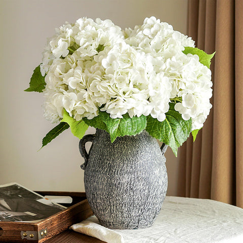 4PCS 21" White Hydrangea Artificial Flowers, Large Realistic Fake Silk Hydrangea Flowers, Real Touch Faux Flowers, for Table Centerpieces, Outdoor Wedding Table, Living Room Decorations.