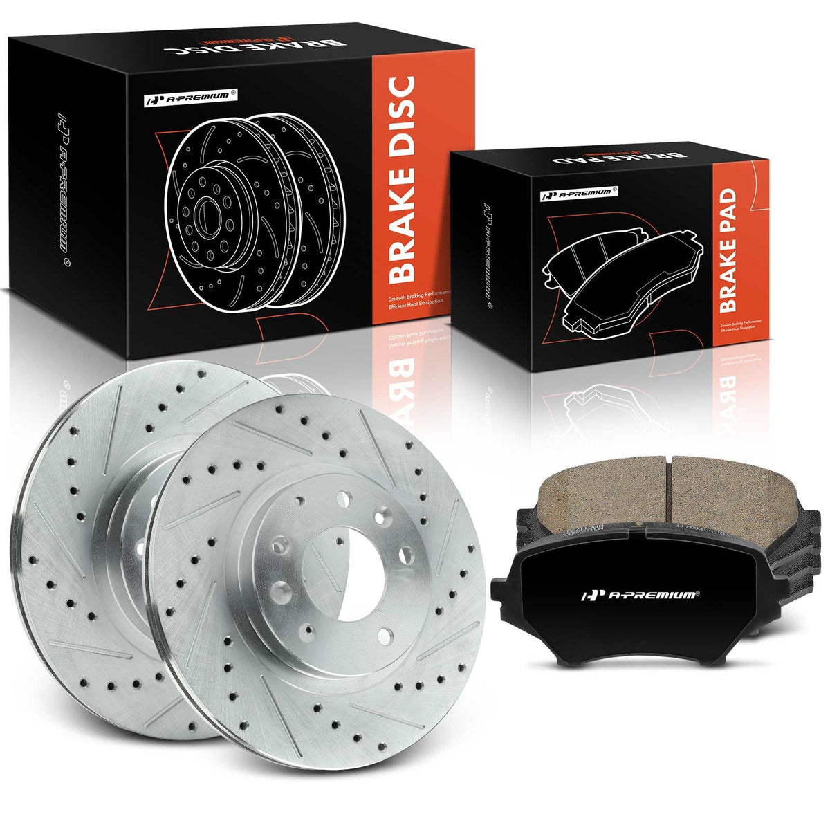 A-Premium 11.41 inch (289.8mm) Front Drilled and Slotted Disc Brake Rotors + Ceramic Pads Kit Compatible with Select Mazda Models - MX-5 Miata MX5 Miata 2006-2015, 6-PC Set