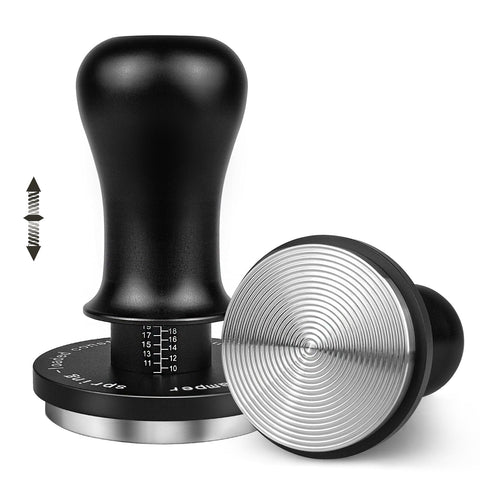 HOLIHOKY 54mm Tamper, 30lb Calibrated Constant Pressure Coffee Tamper for Sage Barista Portafilter, Self Leveling Spring Loaded Espresso Tamper with Stainless Steel Threaded Base, Black