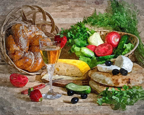 CVPuzzles Fresh Food & Wine 504 Piece Jigsaw Puzzle 16" X 20"