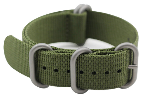 ArtStyle Watch Band with 1.5mm Thickness Quality Nylon Strap and Heavy Duty Brushed Buckle, Armygreen, 20mm, Simple