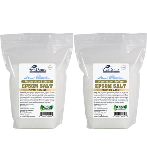 Viva Doria Epsom Salt, Magnesium Sulfate Bath Salt, Coarse Grain (1-2 MM), 10 lbs