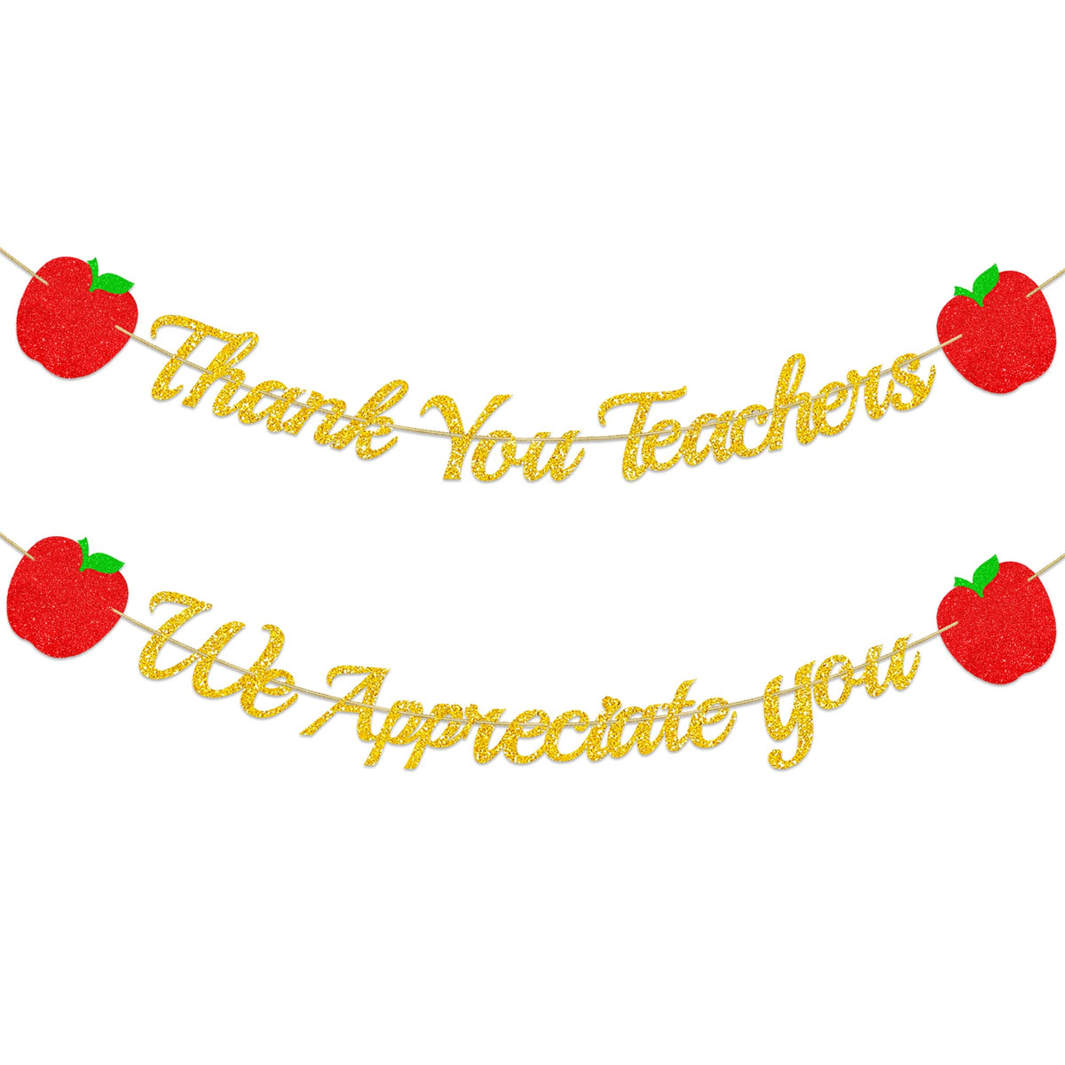 Gold Glitter Thank You Teachers We Appreciate You Banner - NO DIY, Teacher Appreciation Week Banner for School Classroom - Teachers Day Party Decorations Supplies