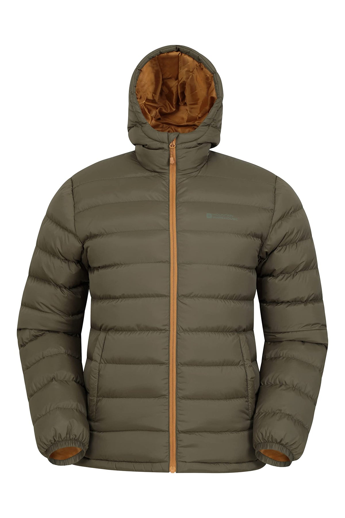 Mountain Warehouse Season Mens Padded Jacket - Water Resistant Jacket, Lightweight, Warm, Lab Tested to -30C, Microfibre Filler - for Travelling, Walking Dark Khaki S