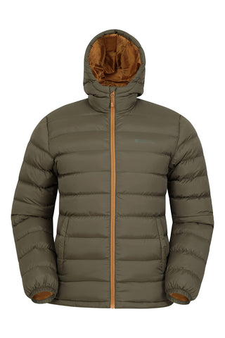 Mountain Warehouse Season Mens Padded Jacket - Water Resistant Jacket, Lightweight, Warm, Lab Tested to -30C, Microfibre Filler - for Travelling, Walking Dark Khaki S