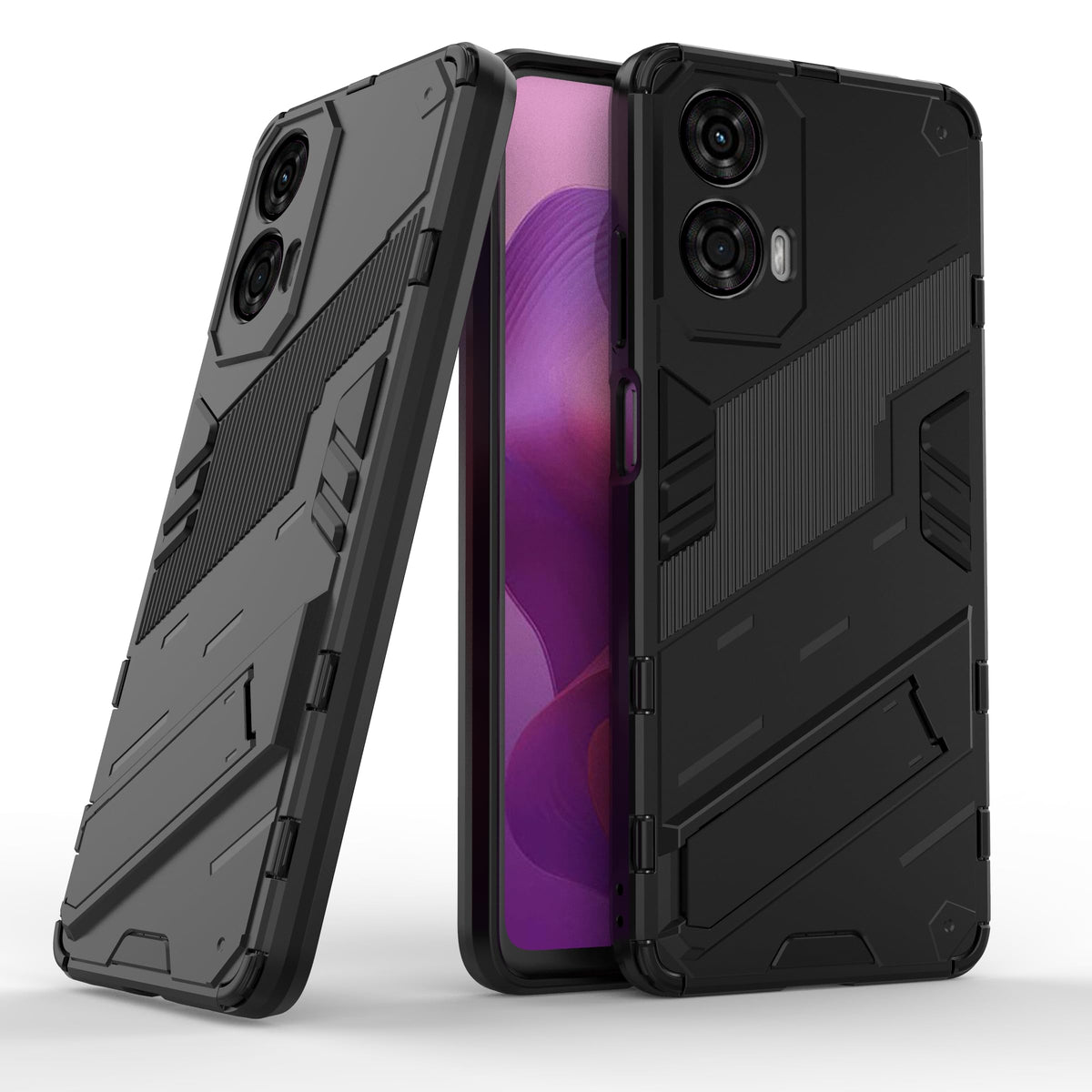 LIUZIHAN Case for Motorola Moto G04s. Sturdy and Durable, Built-in Kickstand, Anti-Scratch, Shock Absorption, Durable, Cover for Motorola Moto G04s.Black