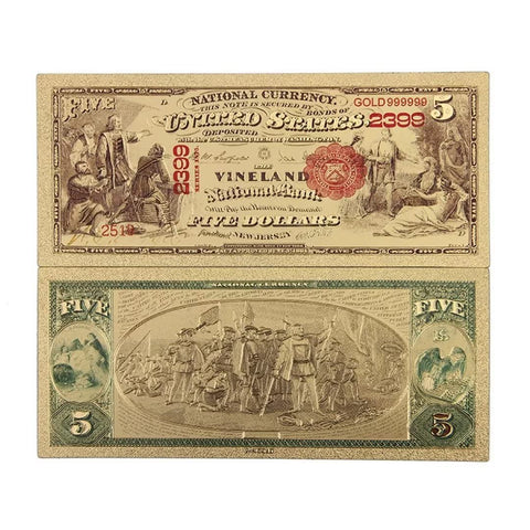 YIQILAFADA 1875 Dollar Bills Gold, 24k Gold Plated 1 2 5 20 50 100 1000 USD Dollar Gold Foil Dollar