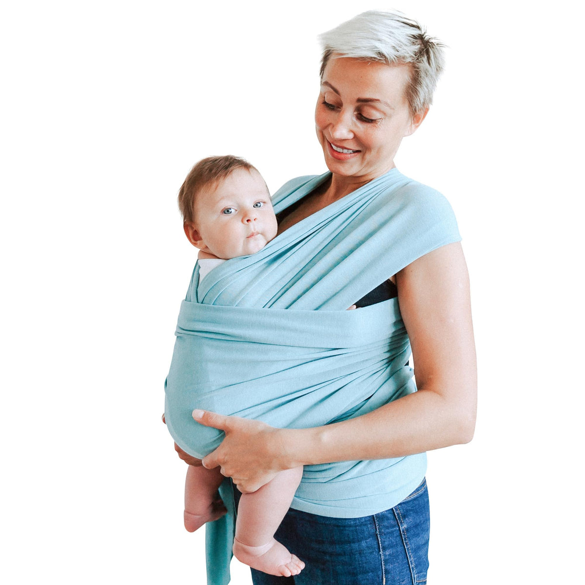 Baby Sling Wrap Newborn to Toddler Carrier, Stretchy Baby Wraps - Baby Sling Safety Tested, Hands-Free Baby Wrap Carrier, Newborn Sling - Baby Carrier (Neutral Blue)