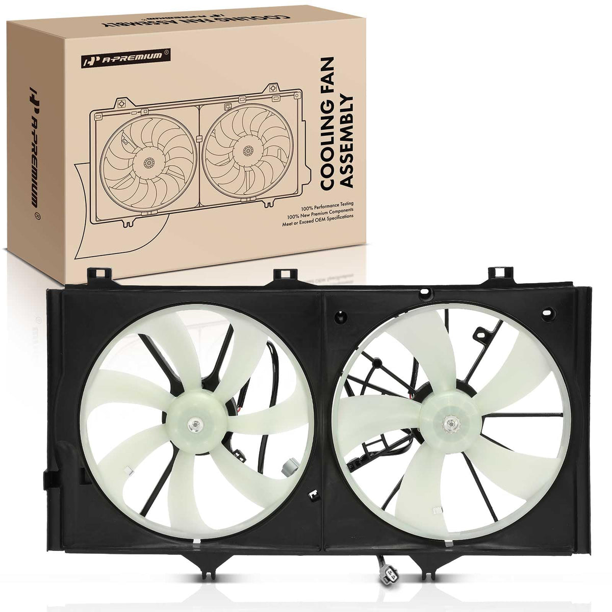 A-Premium Engine Radiator Cooling Fan Assembly Compatible with Select Toyota Models - Camry 2007-2011, Avalon 2005-2012, Venza 2009-2014 - Replace# 16711AD010, 16711AD020