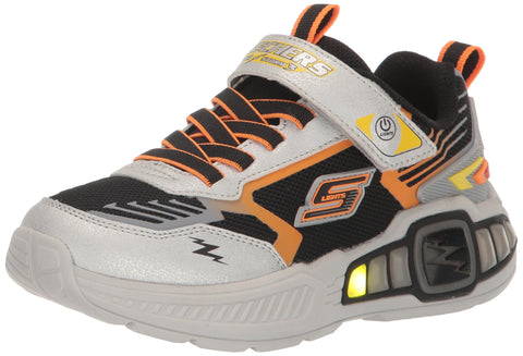 Skechers Boy's Light Storm 3 Sneaker, Silver/Black, 2 Little Kid