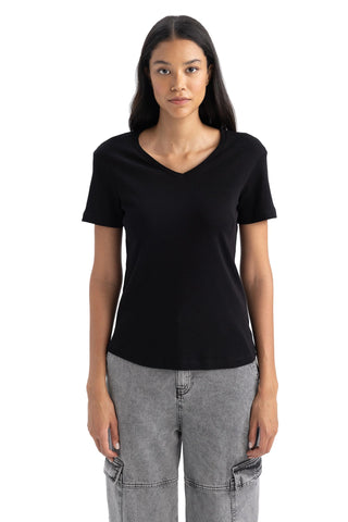 DeFacto Women's B0647ax T-Shirt, Black, XXL