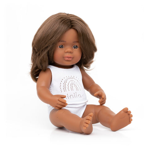 Miniland Doll 15'' Australian Aboriginal Girl (Box) - Made in Spain, Anatomically Correct, Quality, Inclusion