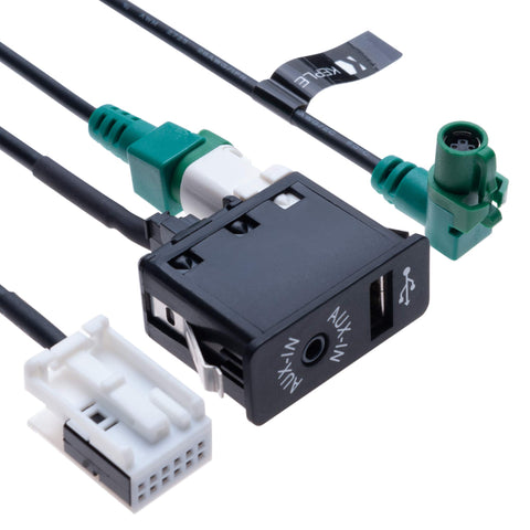 USB AUX Car Switch + USB 4 pin Connecting Wire + AUX 12 pin Harness Cable | Compatible with BMW 1 3 5 6 E81 E82 E87 E88 E90 E91 E92 E93 E60 E61 F07 F10 F11 E63 E64 F06 F12 F13 Vehicle radio | 1.5 m