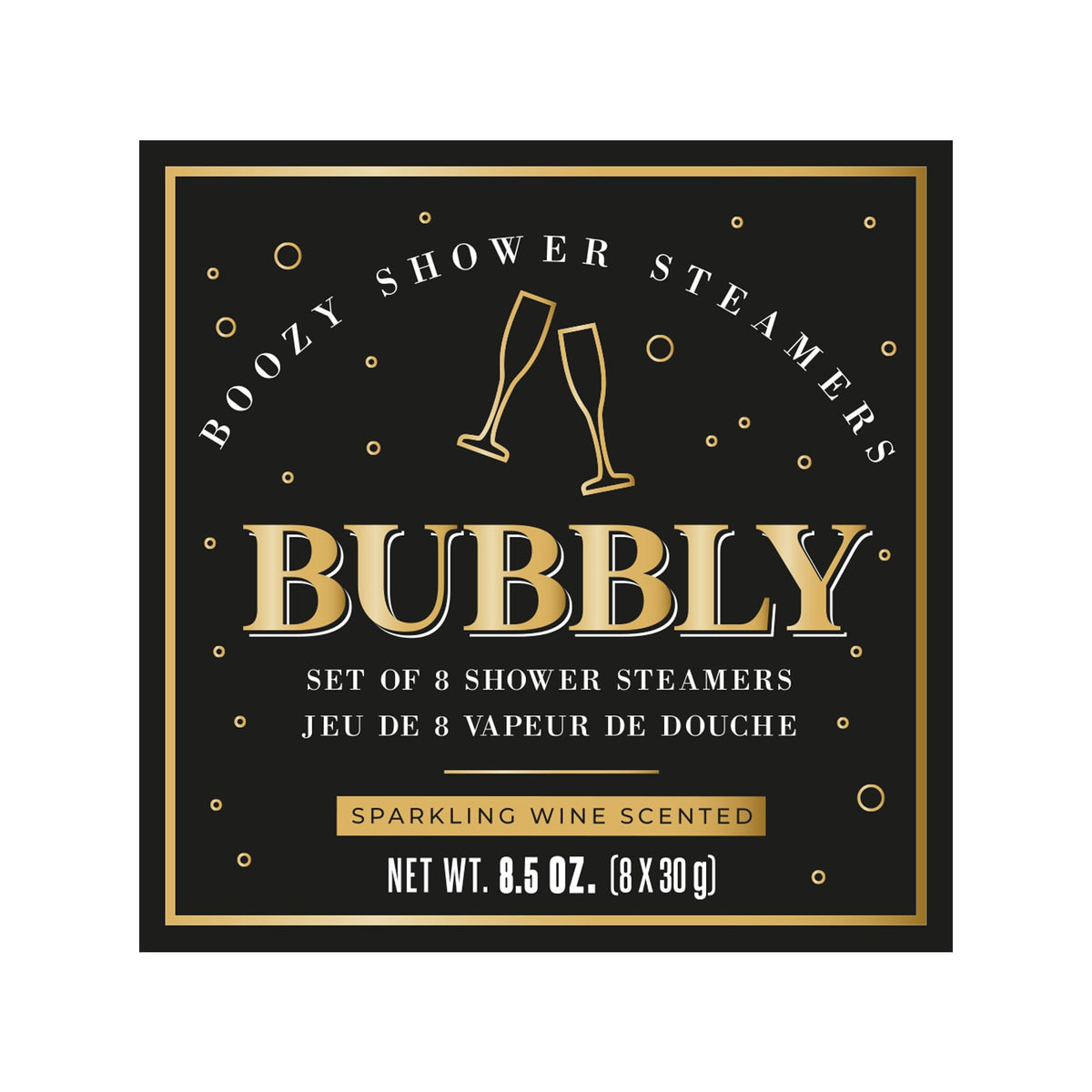 Gift Republic Set of 8 Shower Steamers Gift Pack Showersecco Sparkling Wine Scent (8X 30 Gram), Black