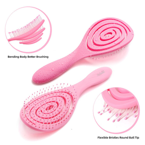 Hair Brush, 2 Pcs Detangling Brush 100% Bio-Friendly Detangler Brush with Soft Bristles for Curly, Straight, Black Natural, Women, Men, Kids Wet and Dry Hair, Glide Through Tangles Knots with Ease