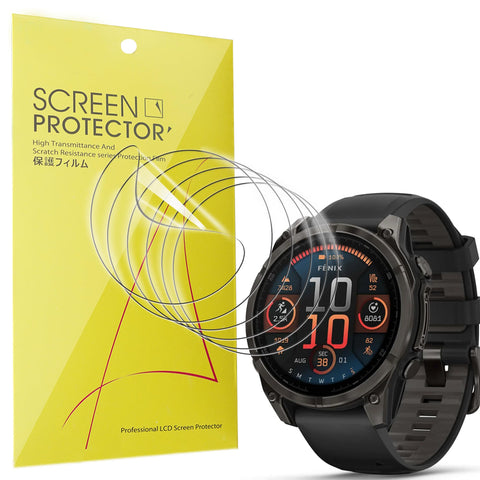 Blueshaweu Screen Protector Compatible with Garmin f?nix 8 AMOLED / Solar 47 mm, HD Clear Flexible TPU Screen Protector [Pack of 6] Compatible with Garmin Fenix 8 AMOLED 47 mm / Solar 47 mm