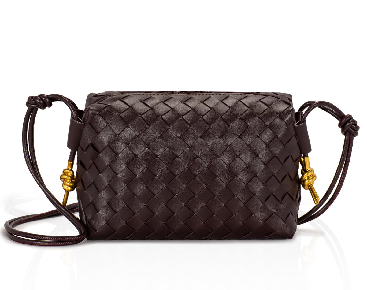 GASSDA Woven Crossbody Bags for Women,Woven Purses Small Shuoulder Bag for Women Woven Leather Handbags Purses for Women (Coffee)