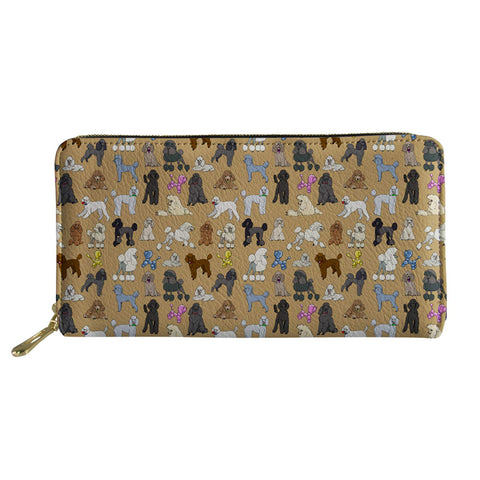 SENATIVE Poodle Design Women Ladies Fashion Long Leather Wallet Phone Change Bag for Kid Waterproof