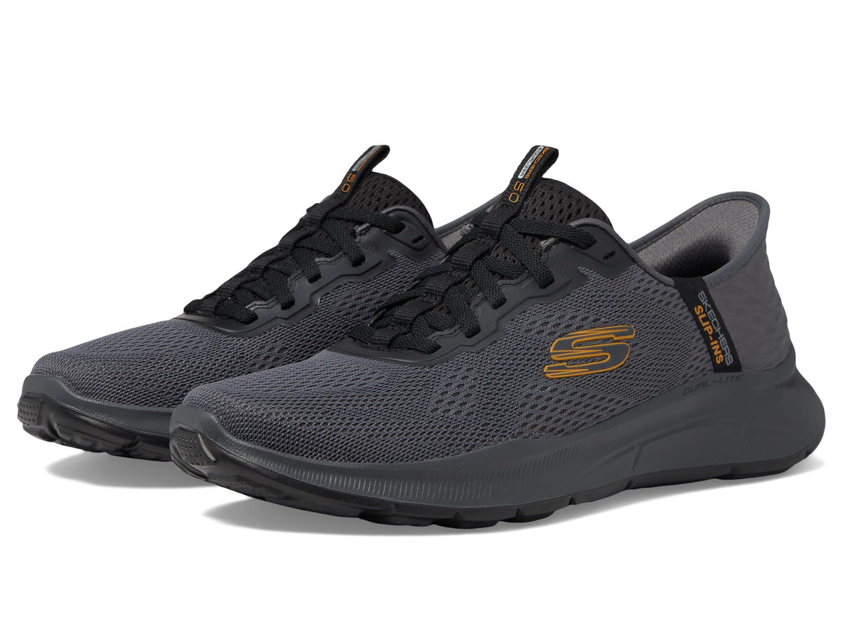 Skechers Men's Equalizer 5.0 Standpoint Slip-in Sneaker, Charcoal/Orange, 9.5