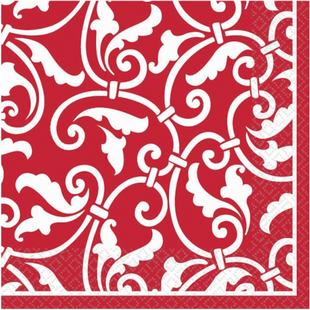 beverage napkins apple red ornmntl scrll