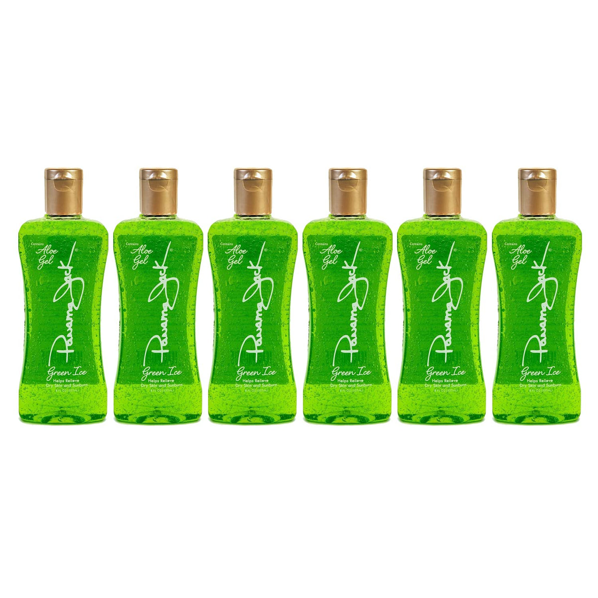 Panama Jack Green Ice Gel - Aloe Vera After Sun Formula Contains No Alcohol, Helps Preserve Tan, Relieves & Moisturizes Dry Skin & Sunburn, 8 FL OZ (Pack of 6)