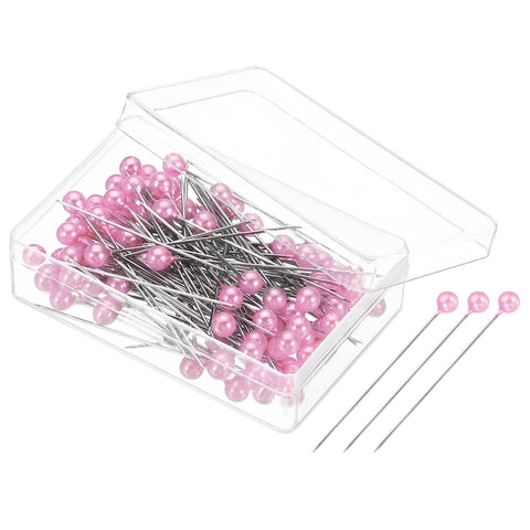 PATIKIL Sewing Pins, 100 Pcs 1.5 Inch Straight Pin with Plastic Pearlized Ball Head for Fabric Decorative Jewelry DIY Craft Sewing Project, Light Pink