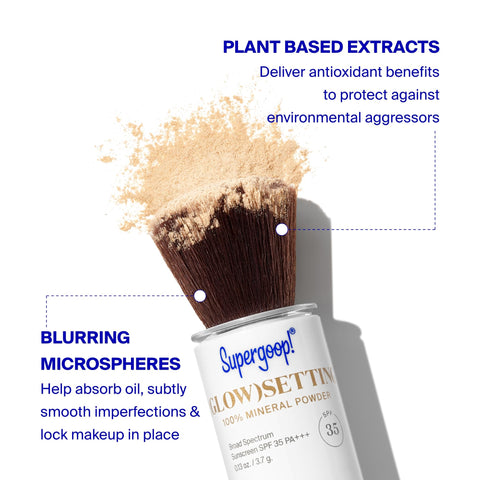 Supergoop! (Glow) setting Powder 100% Mineral SPF 35 Setting Powder Sunscreen, Translucent - 0.13 oz - Makeup Setting Powder + Broad Spectrum SPF 35 PA+++ Sunscreen