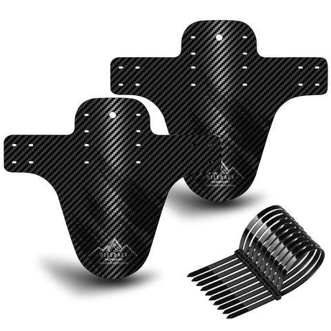 NICEDACK Bike Fender, MTB Mud Guard Front and Rear Compatible, Downhill Mountain Bike Mudguard Fits 650B 20" 26" 27.5" 29 inch and Fat Bicycle (Black, Small Carbon fiber embossing)